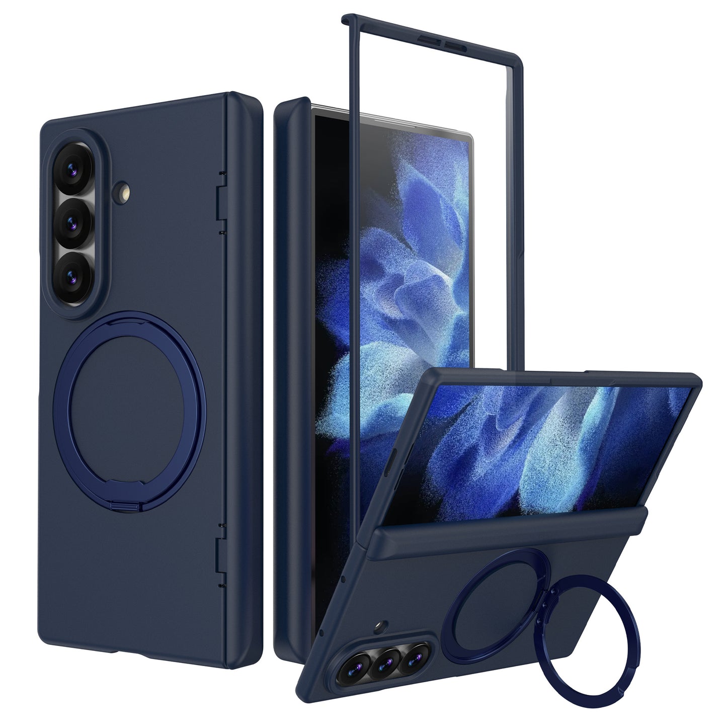 NexTECH® | Full-Cover Magnetic Case with 360° Rotating Ring for Galaxy Z Fold Series