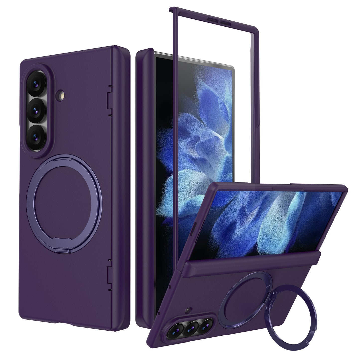 NexTECH® | Full-Cover Magnetic Case with 360° Rotating Ring for Galaxy Z Fold Series