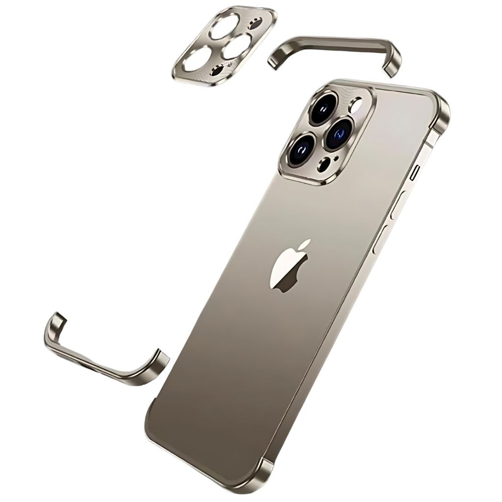 NexTECH® | Metal Bezel-Less Shockproof Case with Corner Pads & Lens Protection for iPhone