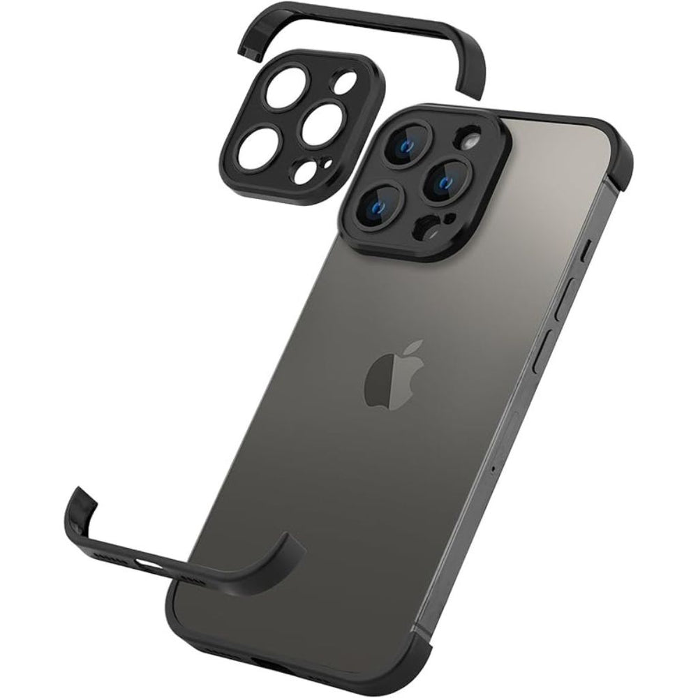 NexTECH® | Metal Bezel-Less Shockproof Case with Corner Pads & Lens Protection for iPhone