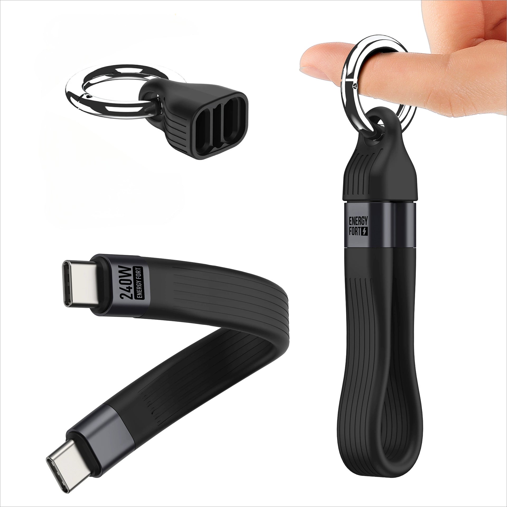 NexTECH® | Thunderbolt USB-C Keychain Fast Charging Cable (240W, 8K, 40Gbps)