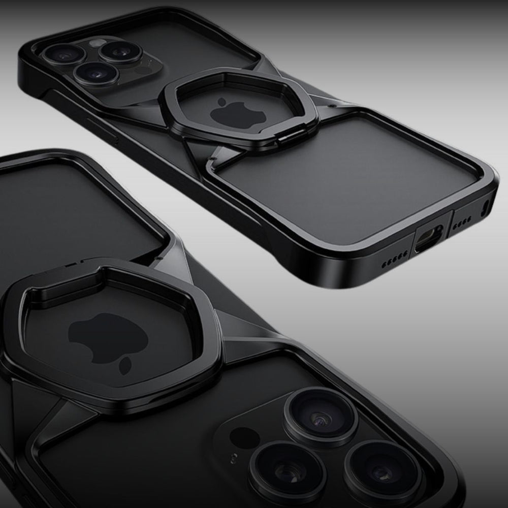 NexTECH® | Bezel-Less Metal Case with Kickstand & Magnetic Back for iPhone