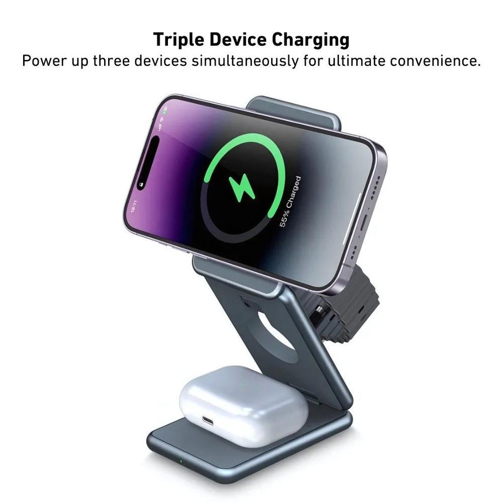 NexTECH® | 3-in-1 Metal Foldable Charger For Apple & Samsung - NexTECH