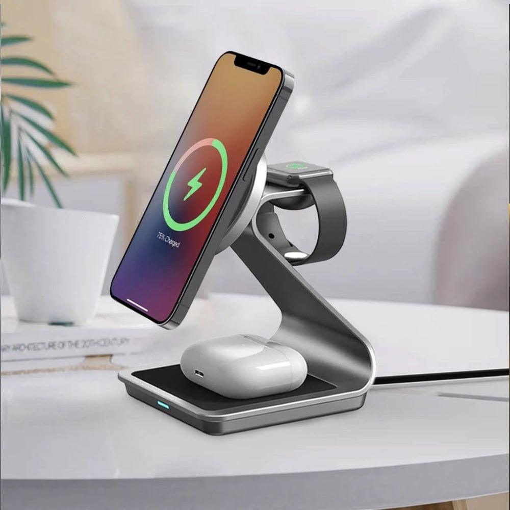 NexTECH® | 3-in-1 Metal Magnetic Wireless Charger - NexTECH