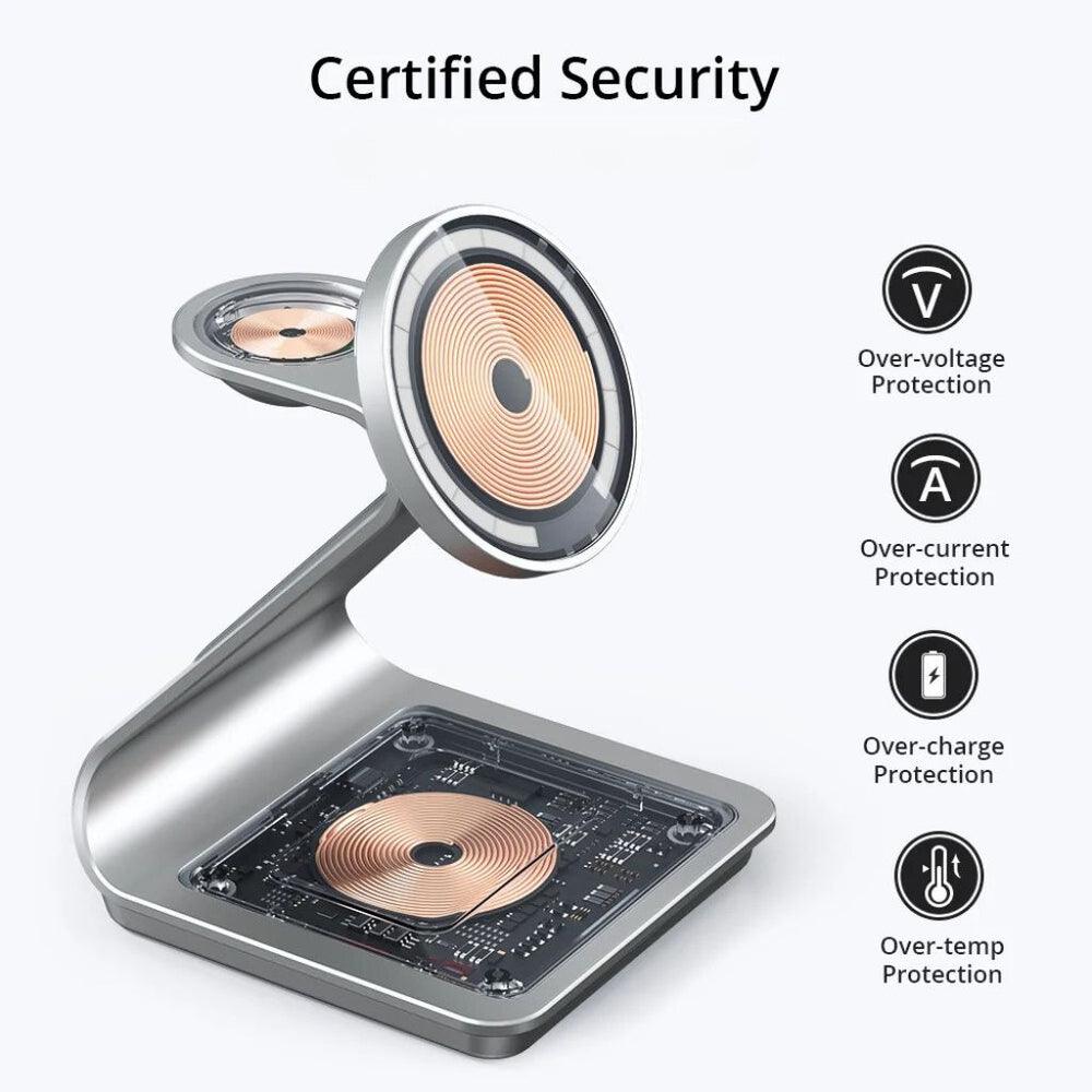 NexTECH® | 3-in-1 Metal Magnetic Wireless Charger - NexTECH