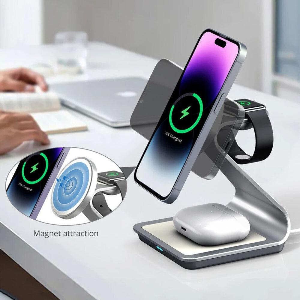 NexTECH® | 3-in-1 Metal Magnetic Wireless Charger - NexTECH