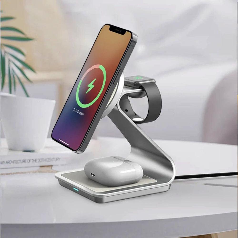 NexTECH® | 3-in-1 Metal Magnetic Wireless Charger - NexTECH