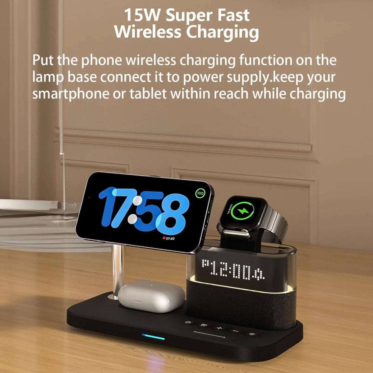 NexTECH® | 3 - in - 1 Wireless Charger With Alarm Clock - NexTECHCJYD195537501AZ