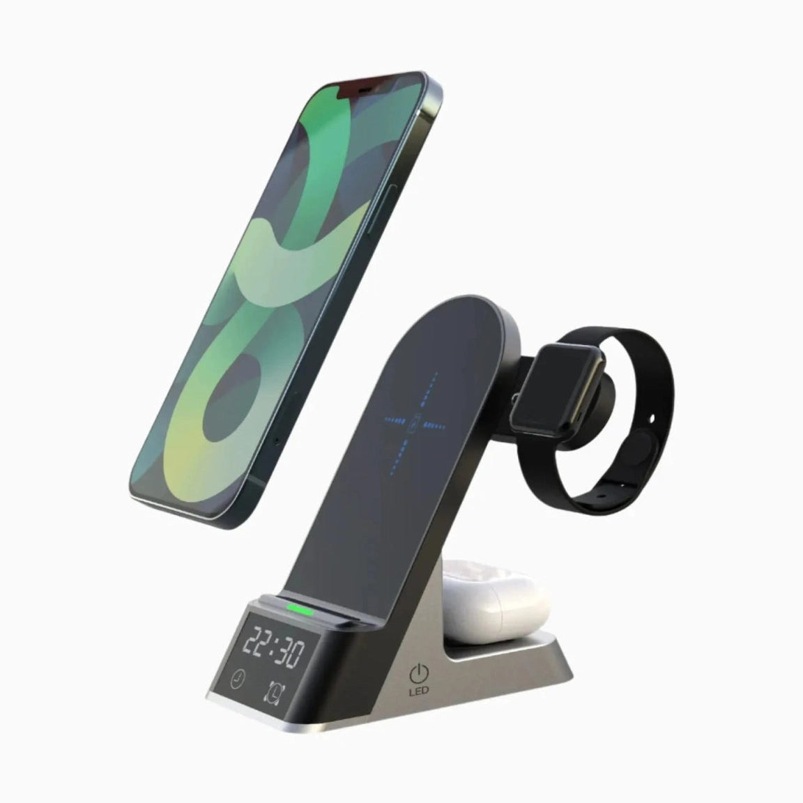NexTECH® | 3-in-1 Wireless Charger with LED Clock - NexTECH