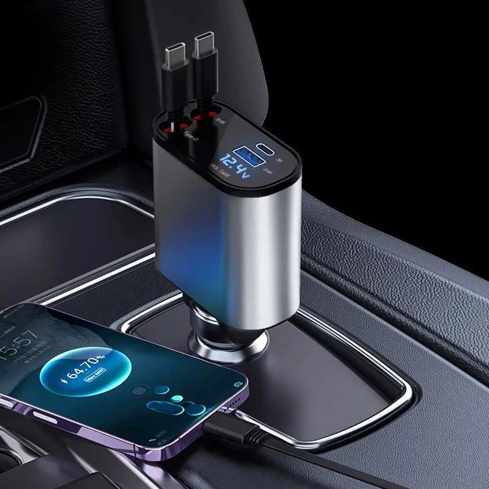 NexTECH® | 4-Port USB Car Charger Adapter with Digital Display - Cigarette Lighter Splitter - NexTECH