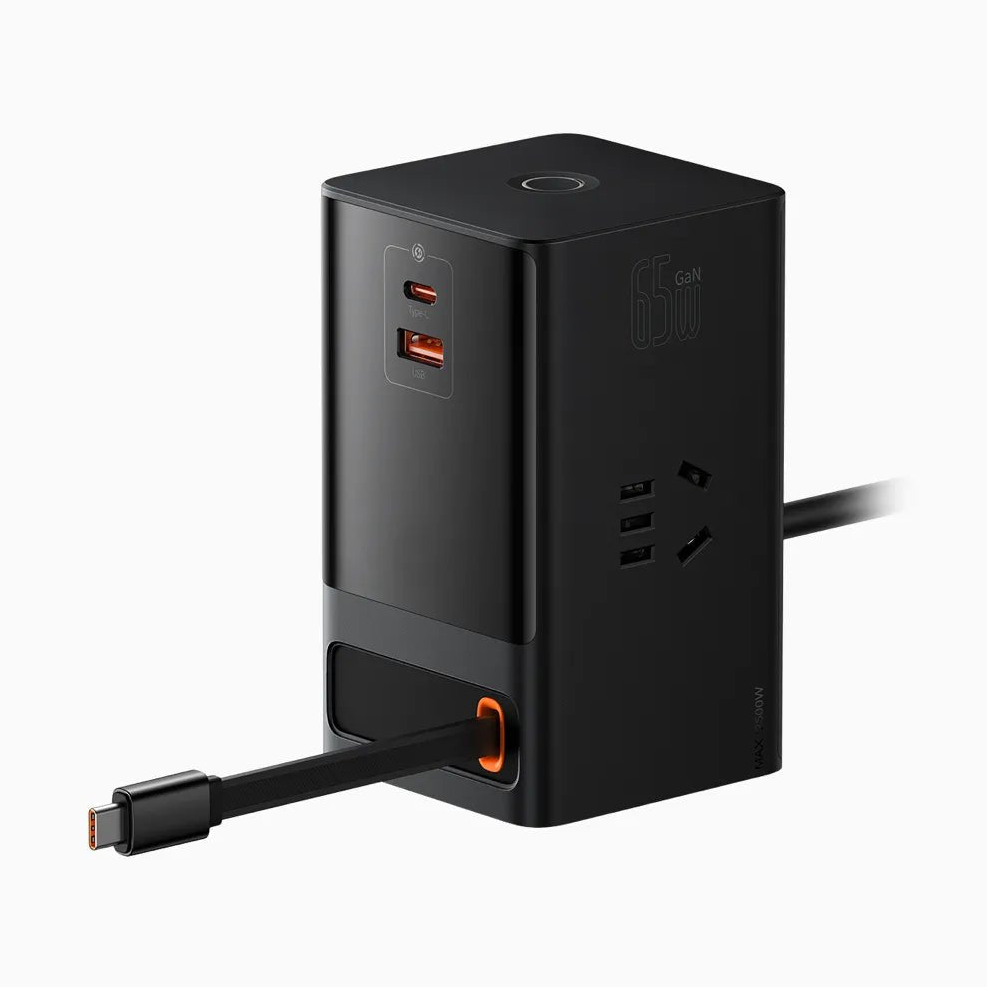 NexTECH® | 65W GaN Multiport Phone Charger With Retractable Cable - NexTECH