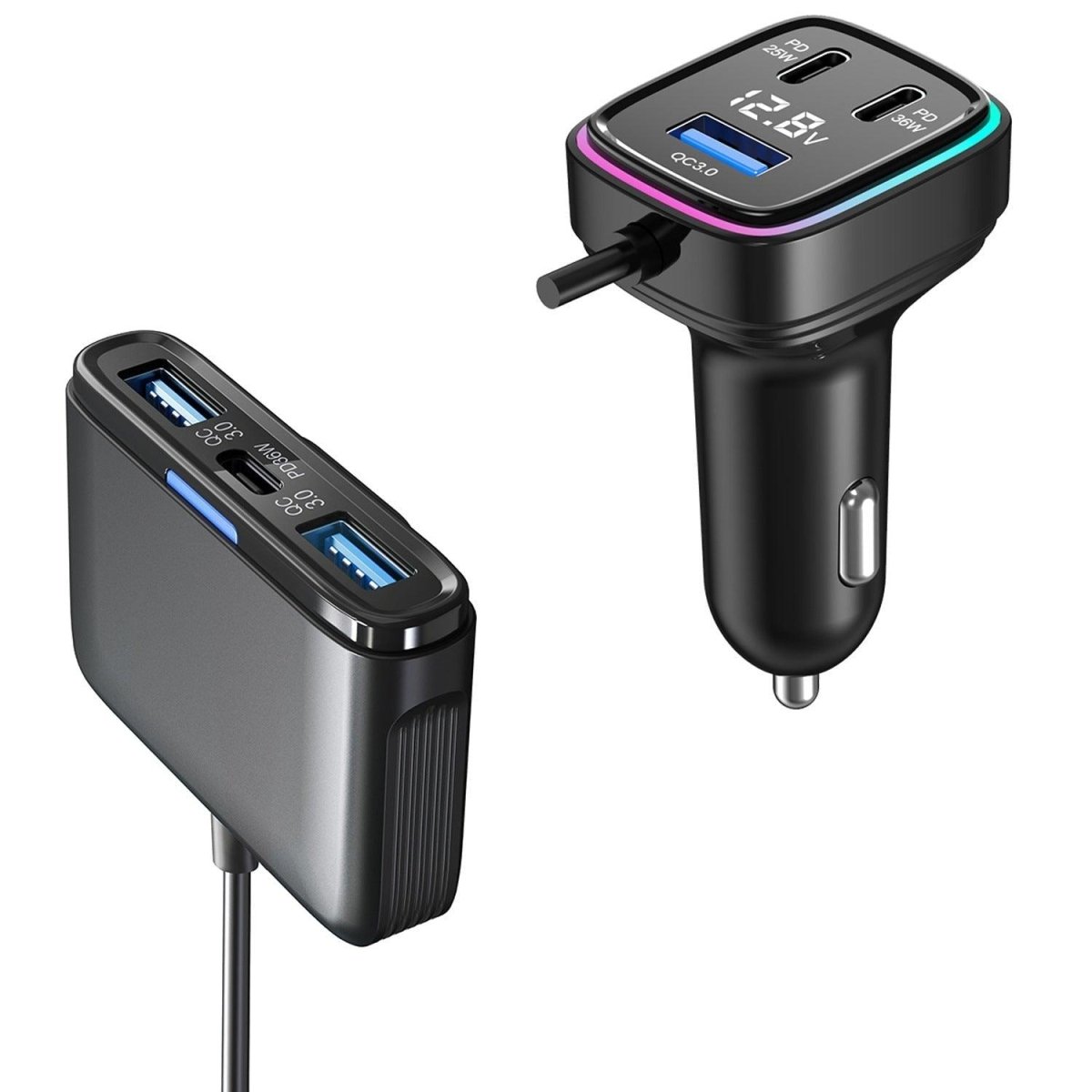 NexTECH® | Multifunctional Extended Car Charger with 115W High-Power Output - NexTECH