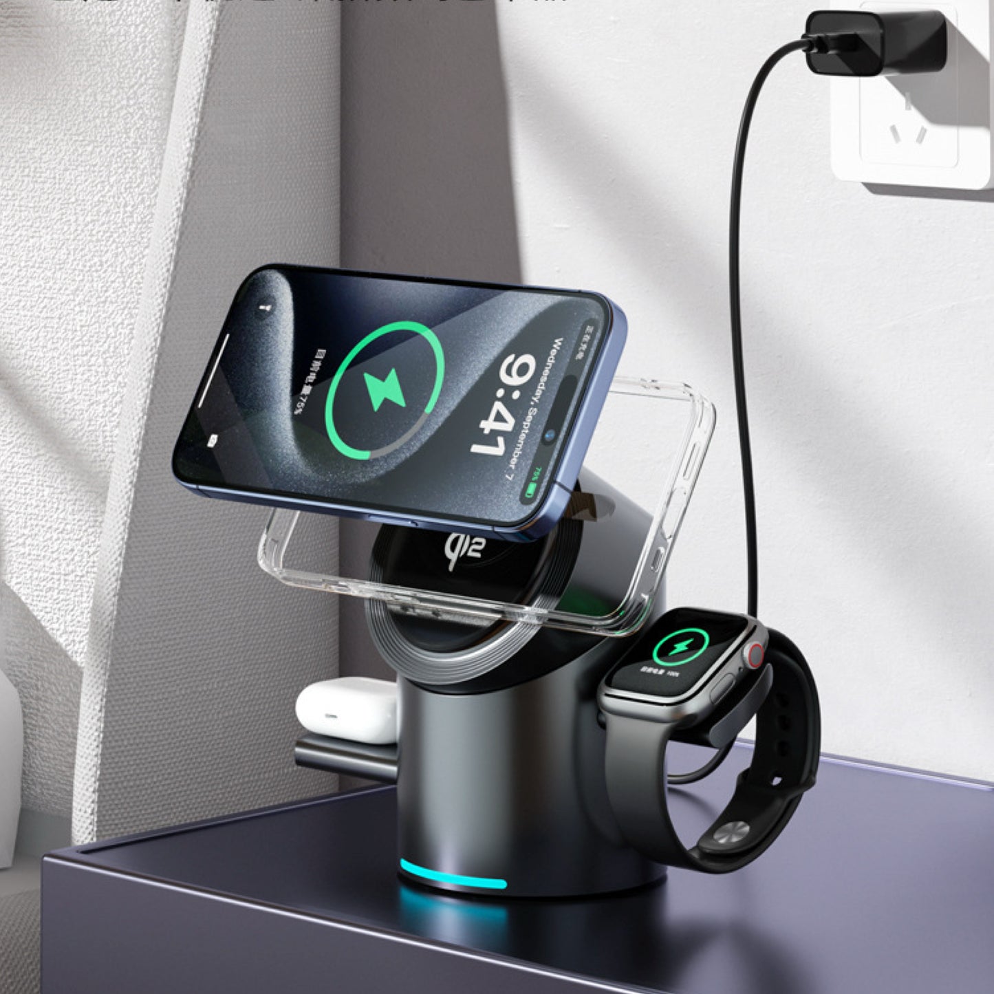 NexTECH® | 3-i-1 magnetisk trådlös laddare för snabbladdning av telefon