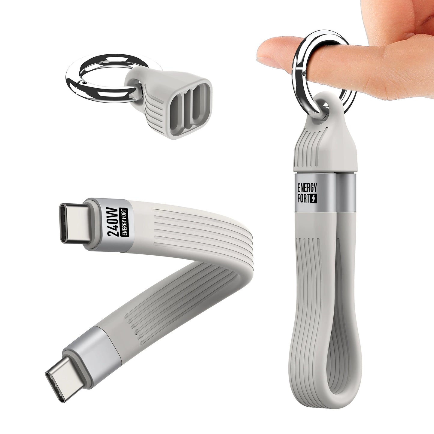 NexTECH® | Thunderbolt USB-C Keychain Fast Charging Cable (240W, 8K, 40Gbps)