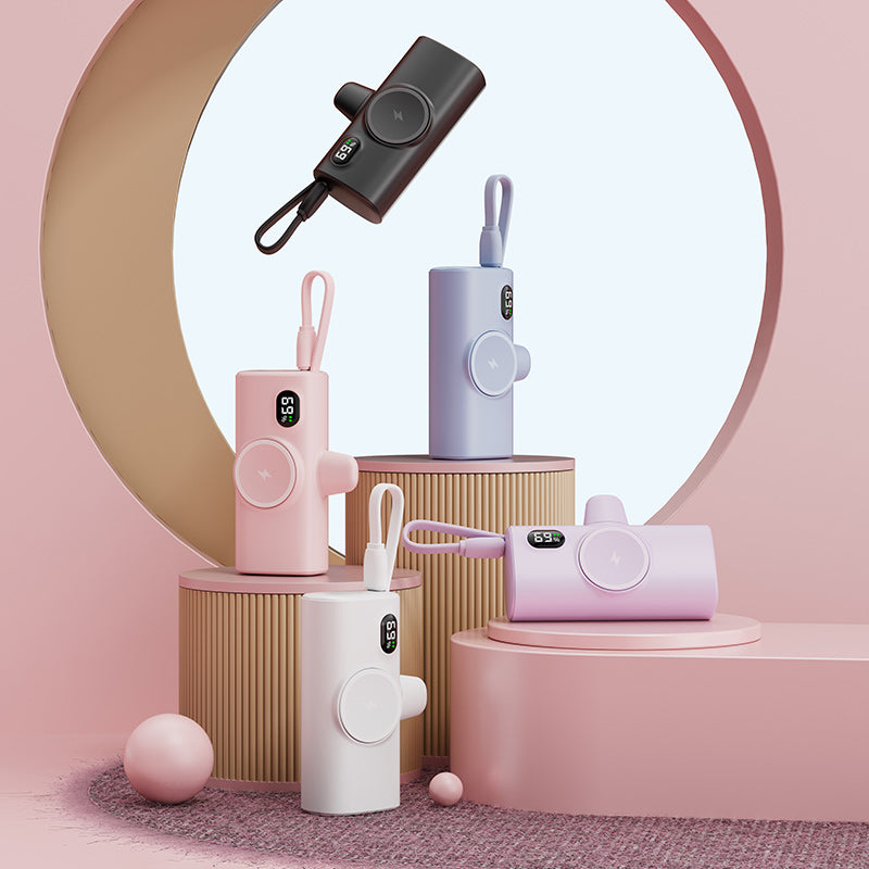 NexTECH® | Mini Capsule Power Bank med Trådløs Ur Oplader