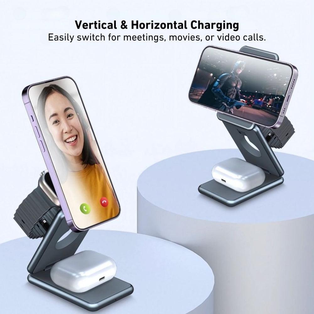 NexTECH® | 3-in-1 Metal Foldable Charger For Apple & Samsung - NexTECH