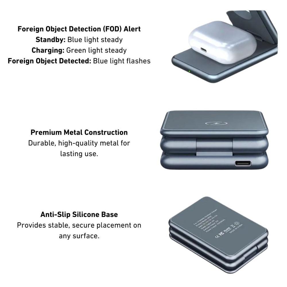 NexTECH® | 3-in-1 Metal Foldable Charger For Apple & Samsung - NexTECH