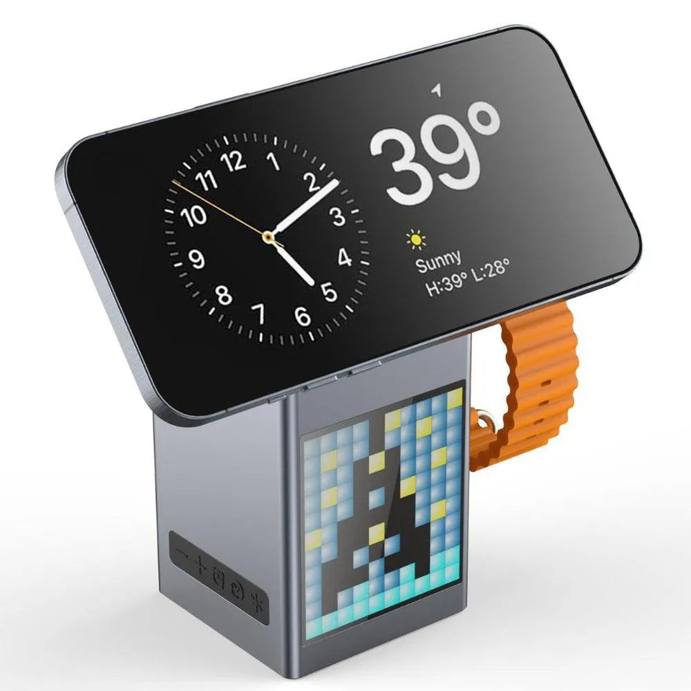 NexTECH® | 3 in 1 Magnetic Charger with Alarm Clock & Bluetooth Speaker - NexTECH
