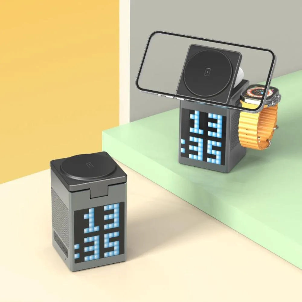 NexTECH® | 3 in 1 Magnetic Charger with Alarm Clock & Bluetooth Speaker - NexTECH