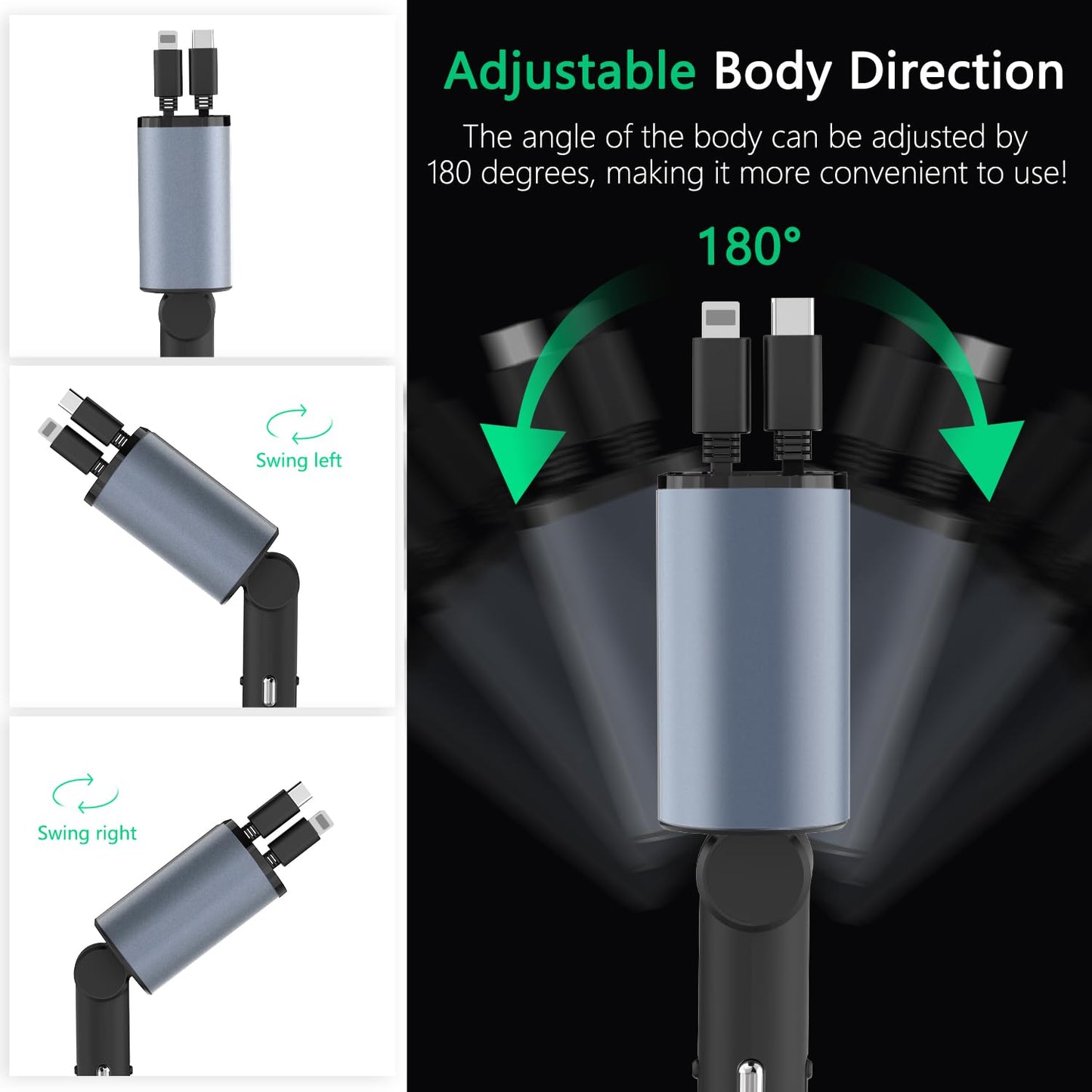 NexTECH® | محول شاحن سيارة USB بأربعة منافذ مع شاشة رقمية - موزع ولاعة سجائر