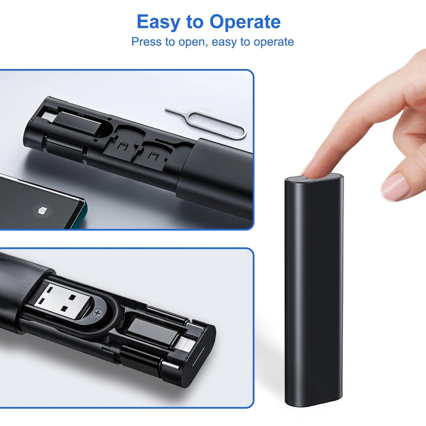 NexTECH® | Multifunctional 8-in-1 Data Cable Digital Box with SIM & SD Card Storage