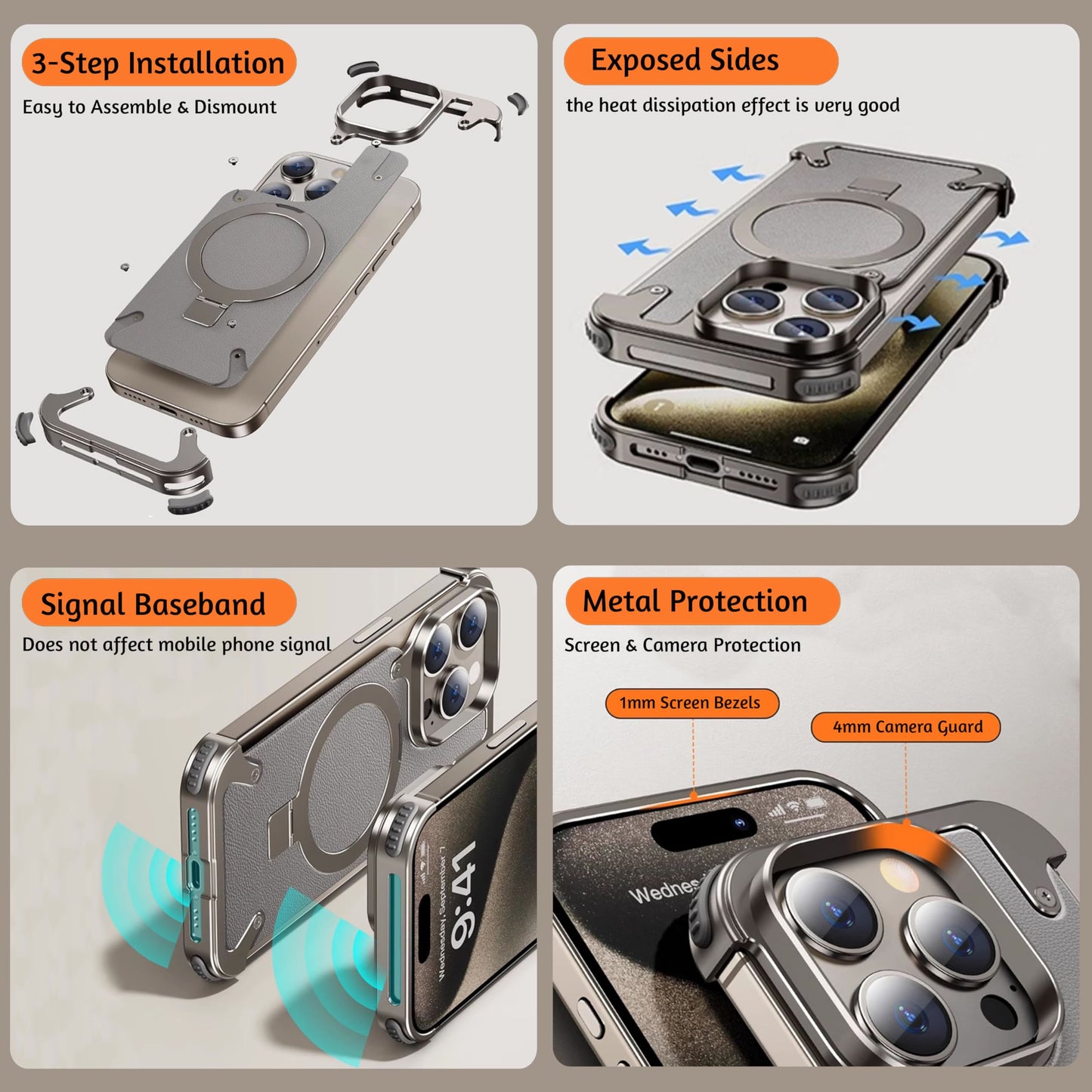 NexTECH® | Magnetic Shockproof Case with Full-Metal 360° Rotation Bracket for iPhone
