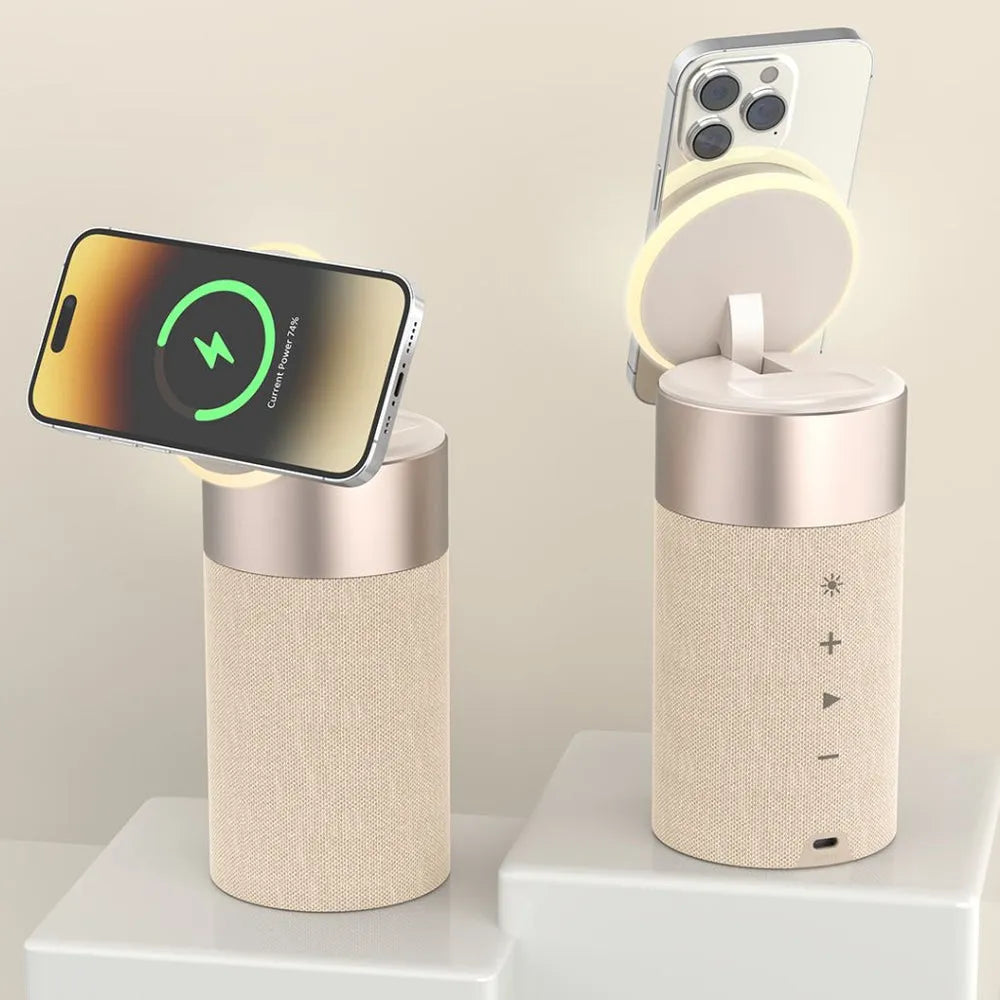 NexTECH® | 3-in-1 MagSafe Wireless Charger with Bluetooth Speaker&Touch Lamp - NexTECH