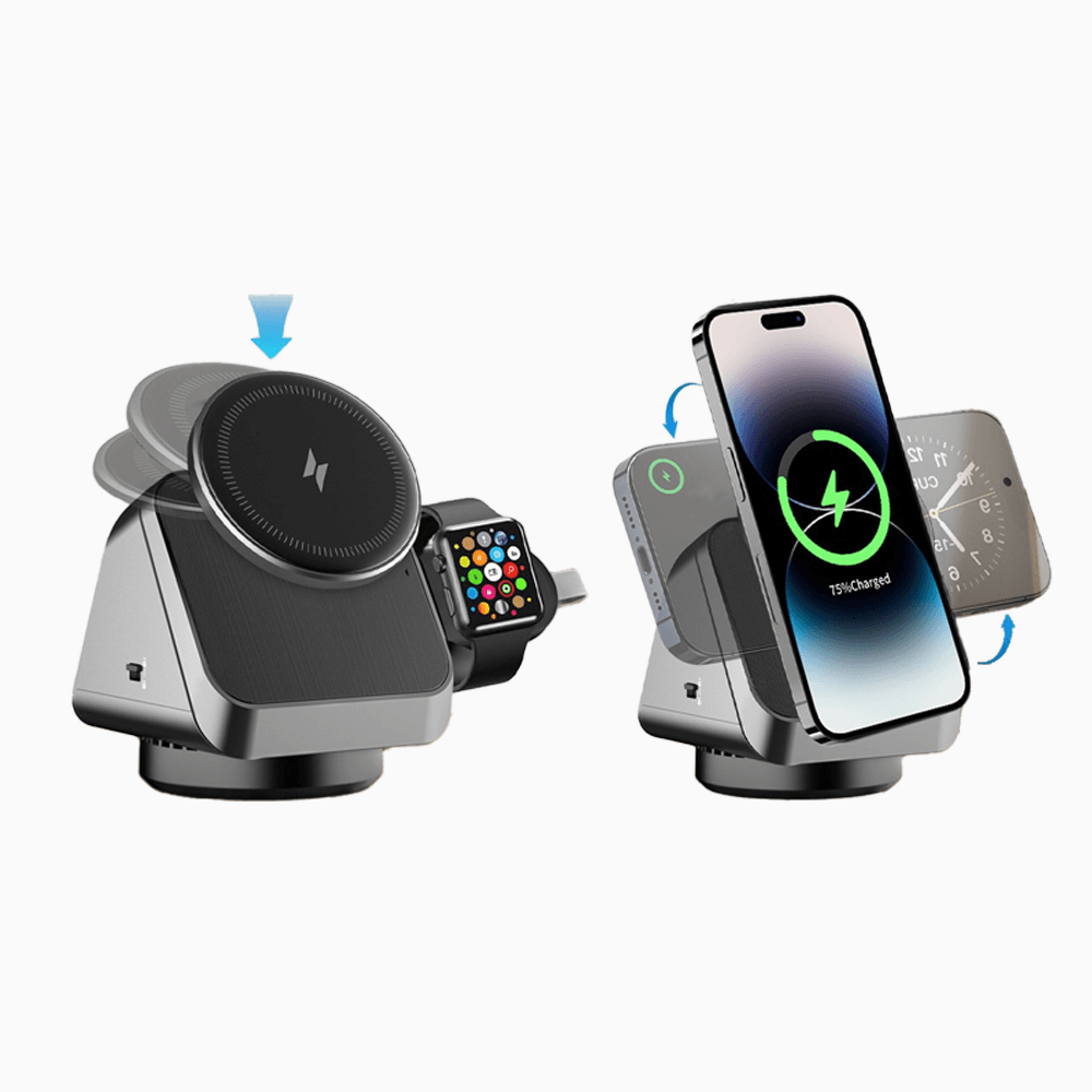 NexTECH® | 3-in-1 MagSafe Rotatable Wireless Charging Station - NexTECH
