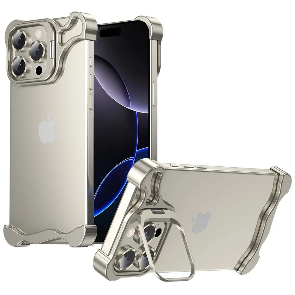 NexTECH® | Bezel-less Metal Case with Kickstand & Shockproof Design for iPhone