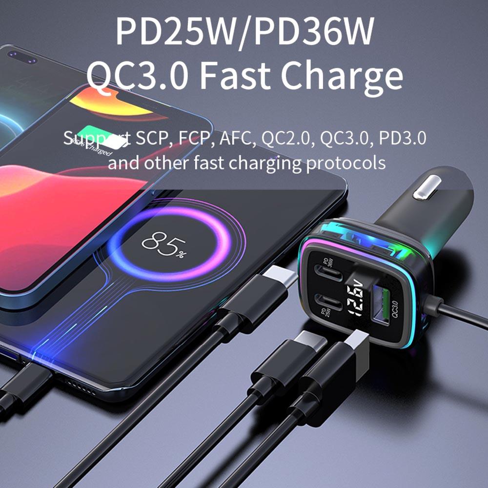 NexTECH® | Multifunctional Extended Car Charger with 115W High-Power Output