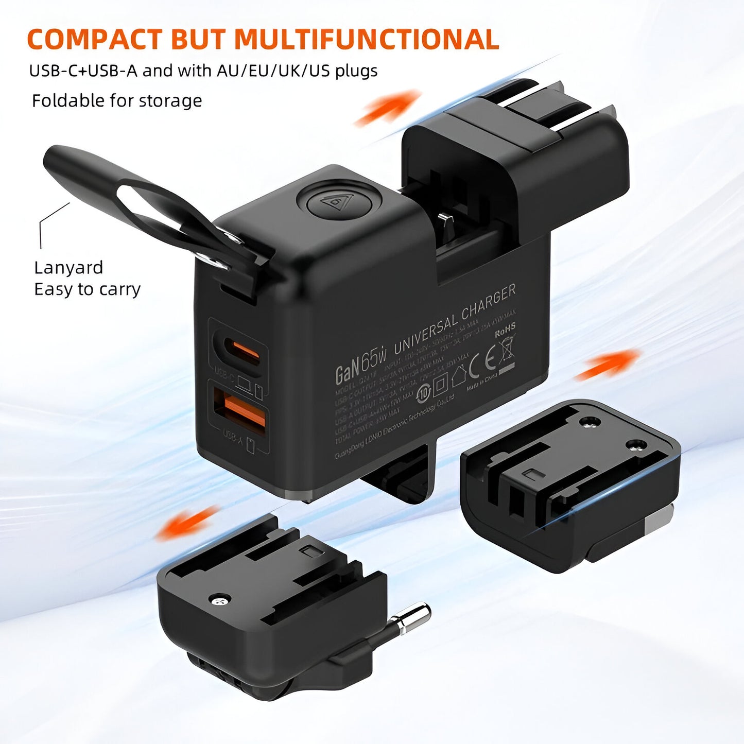 NexTECH® | 65W GaN Fast Charger – Foldable Plug & Global Travel Adapter
