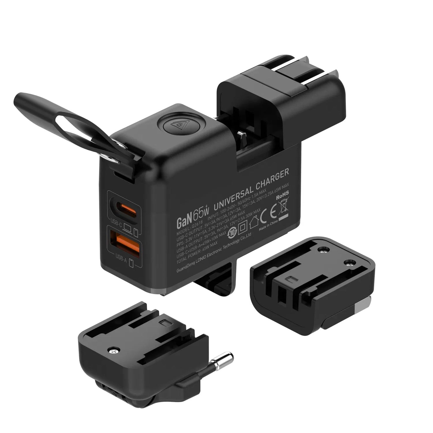 NexTECH® | 65W GaN Fast Charger – Foldable Plug & Global Travel Adapter