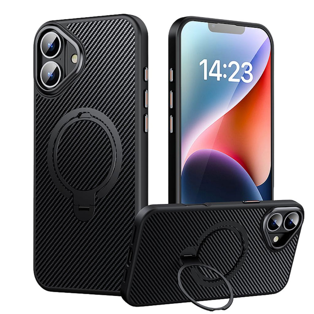 NexTECH® | Carbon Magnetic Case with 360° Stand for iPhone
