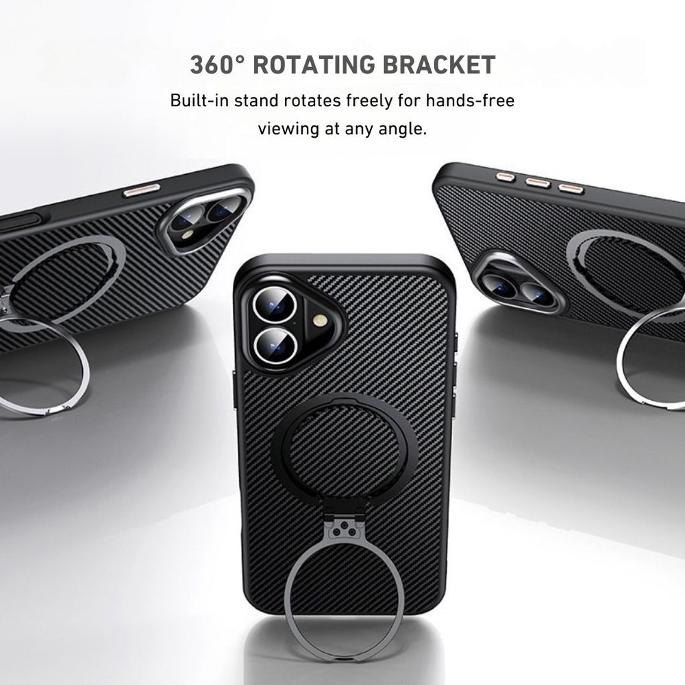 NexTECH® | Carbon Magnetic Case with 360° Stand for iPhone