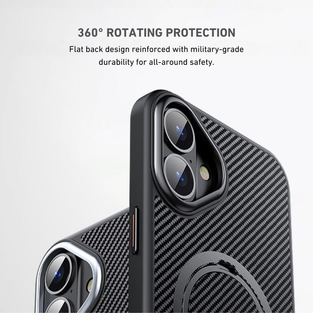NexTECH® | Carbon Magnetic Case with 360° Stand for iPhone