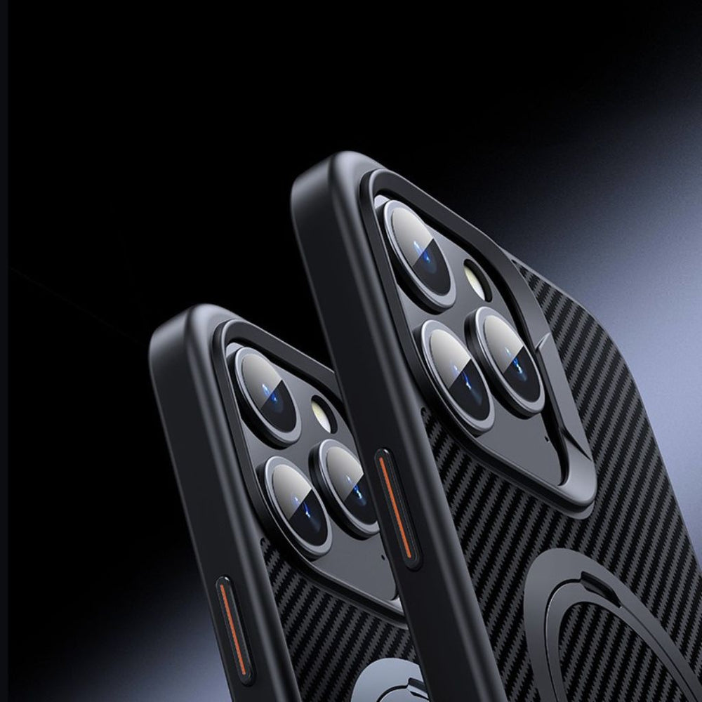 NexTECH® | Carbon Magnetic Case with 360° Stand for iPhone