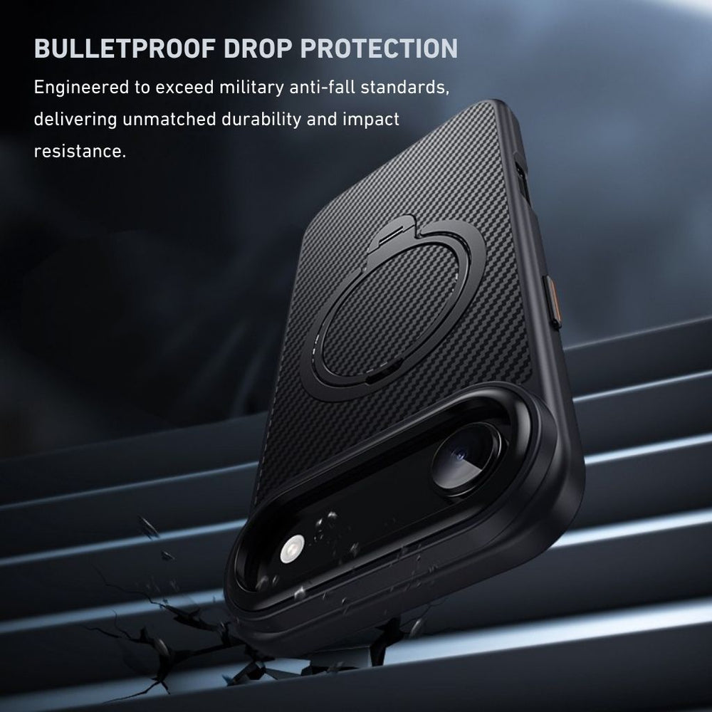 NexTECH® | Carbon Magnetic Case with 360° Stand for iPhone