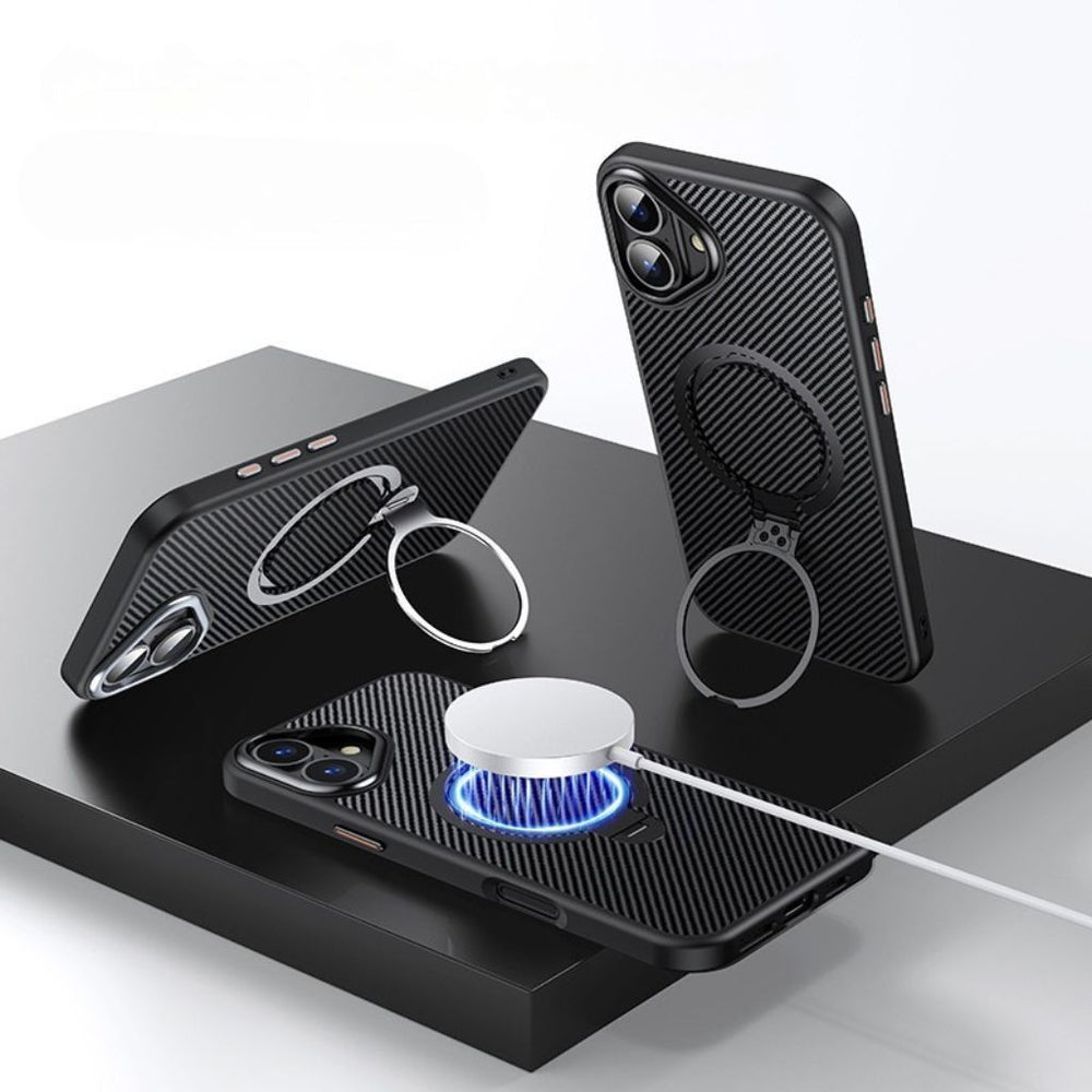 NexTECH® | Carbon Magnetic Case with 360° Stand for iPhone
