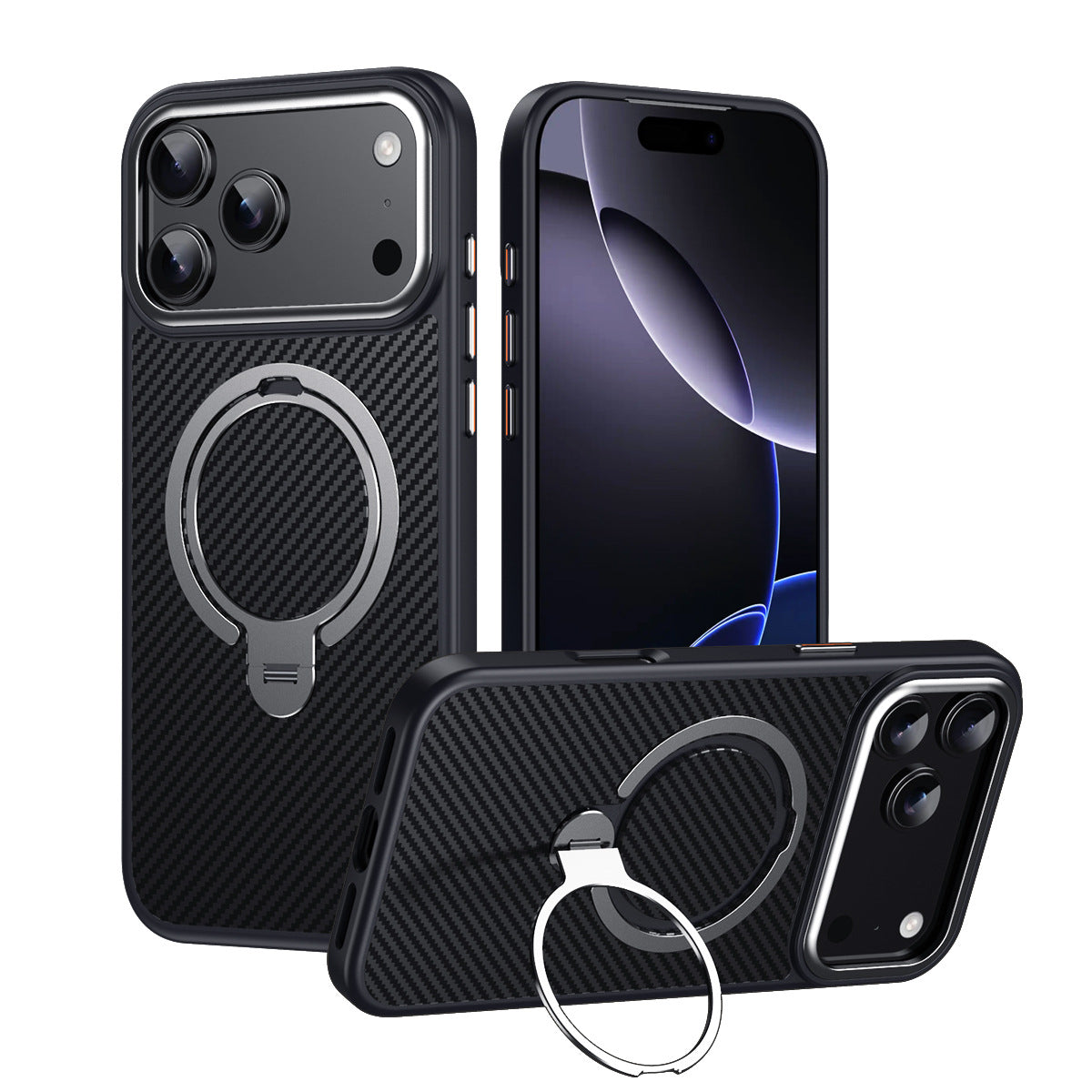 NexTECH® | Carbon Magnetic Case with 360° Stand for iPhone