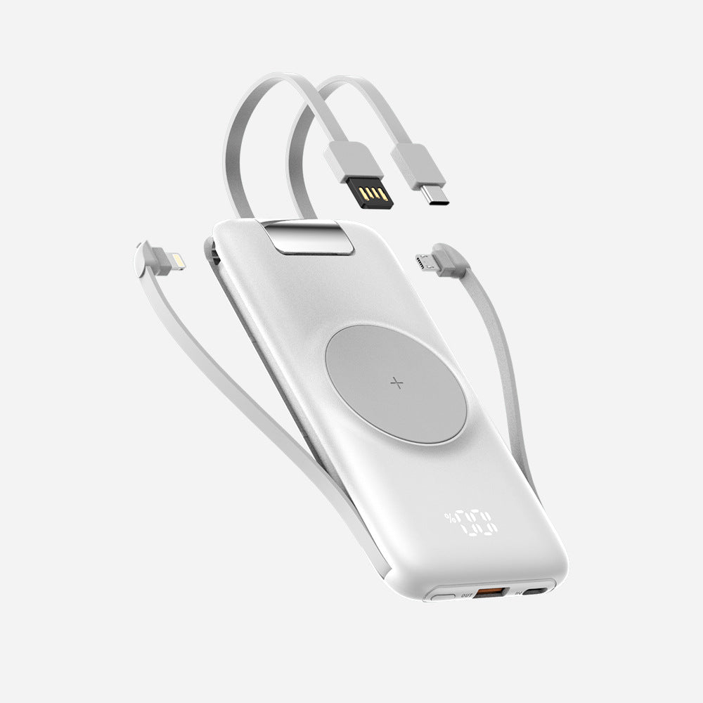 NexTECH® | Wireless Power Bank with Built-In Cable Cable & Stand for Multi-Device