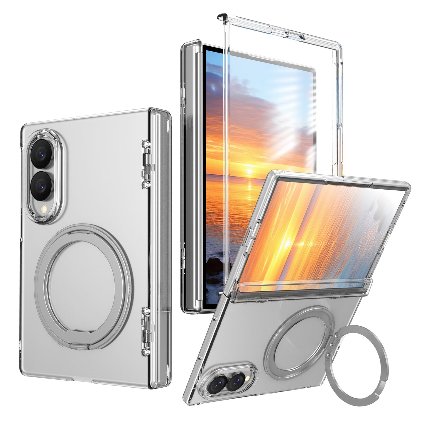 NexTECH® | Full-Cover Magnetic Case with 360° Rotating Ring for Galaxy Z Fold Series