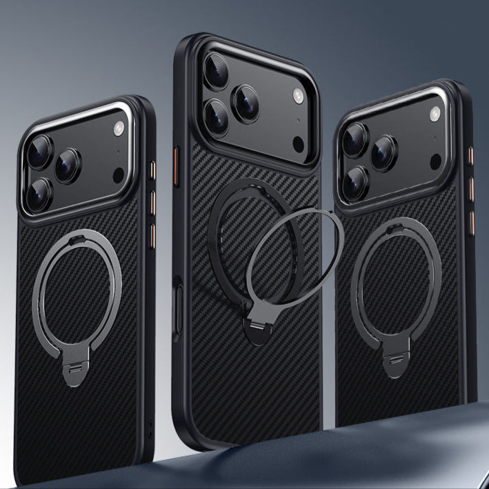 NexTECH® | Carbon Magnetic Case with 360° Stand for iPhone