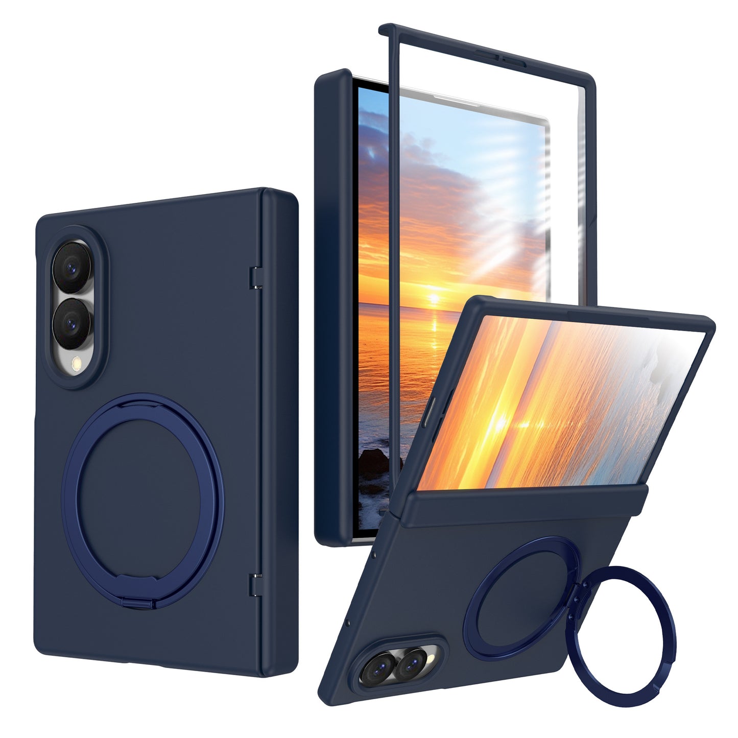 NexTECH® | Full-Cover Magnetic Case with 360° Rotating Ring for Galaxy Z Fold Series