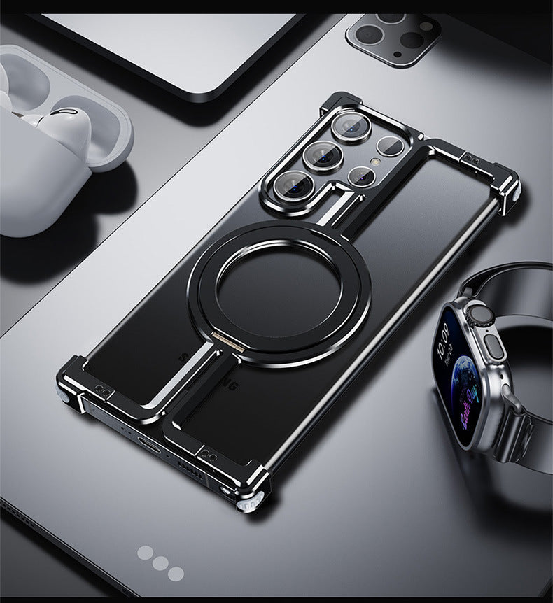 NexTECH® | Bezel-Less Metal Case with Kickstand & Magnetic Back for Samsung