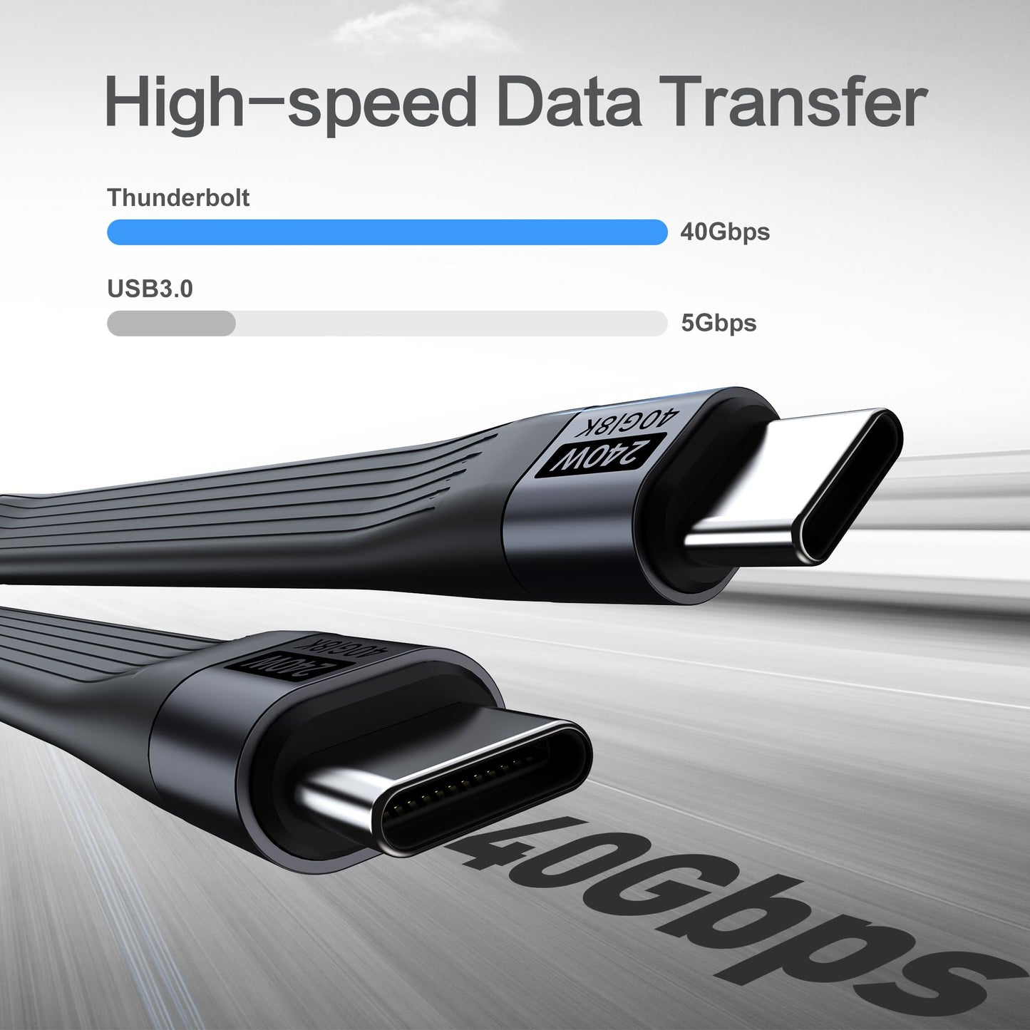 NexTECH® | Thunderbolt USB-C Keychain Fast Charging Cable (240W, 8K, 40Gbps)