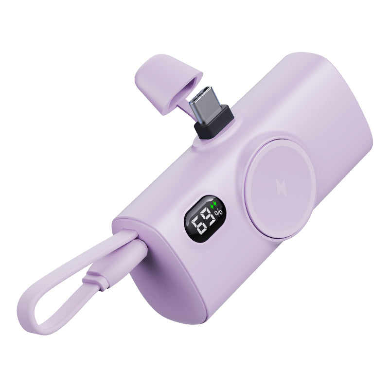 NexTECH® | Mini Capsule Power Bank med Trådløs Ur Oplader