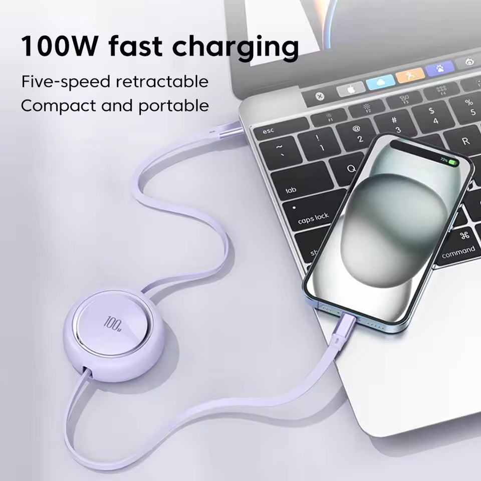 NexTECH® | 100W Fast Charging Retractable Data Cable - NexTECH