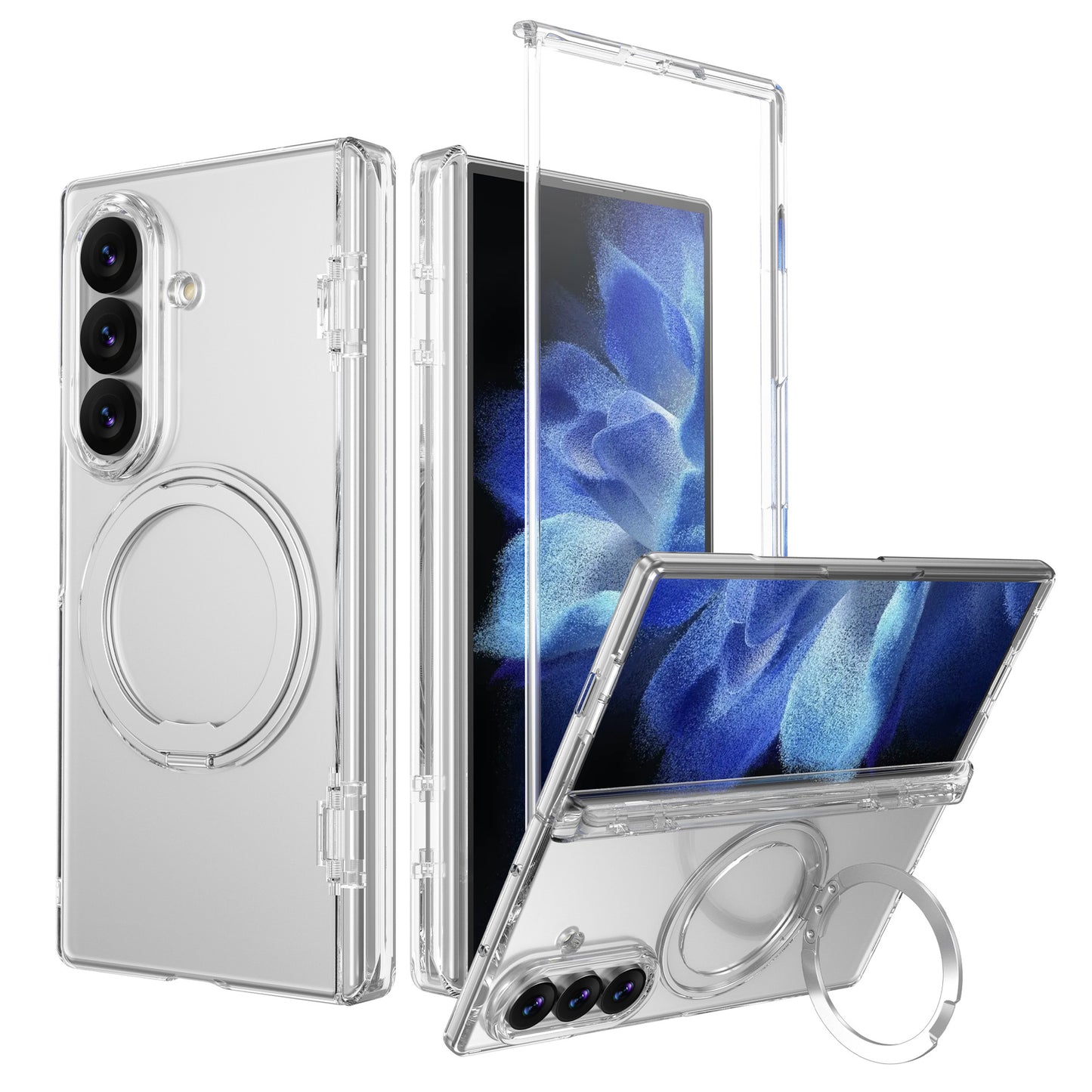 NexTECH® | Full-Cover Magnetic Case with 360° Rotating Ring for Galaxy Z Fold Series