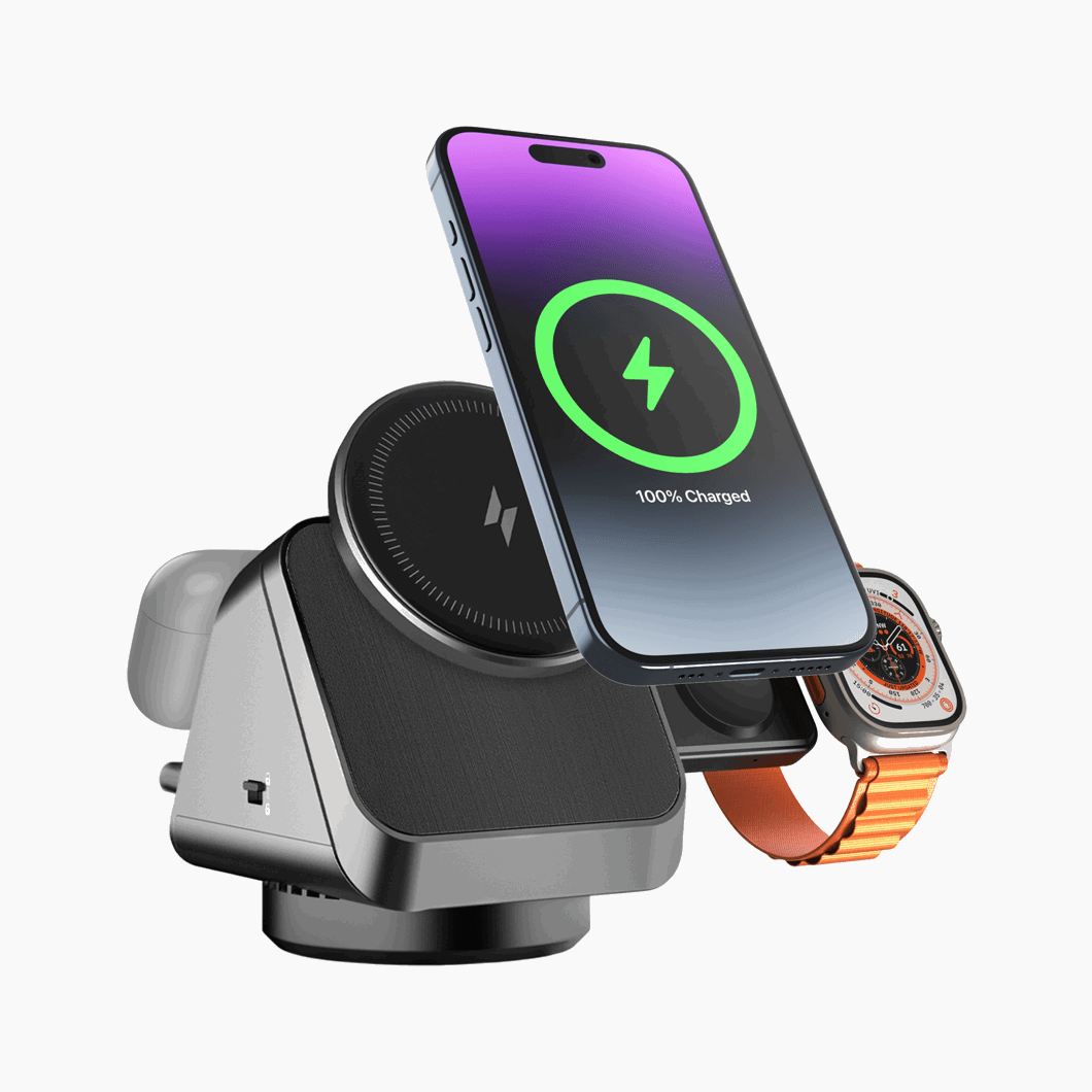 NexTECH® | 3-in-1 MagSafe Rotatable Wireless Charging Station - NexTECH