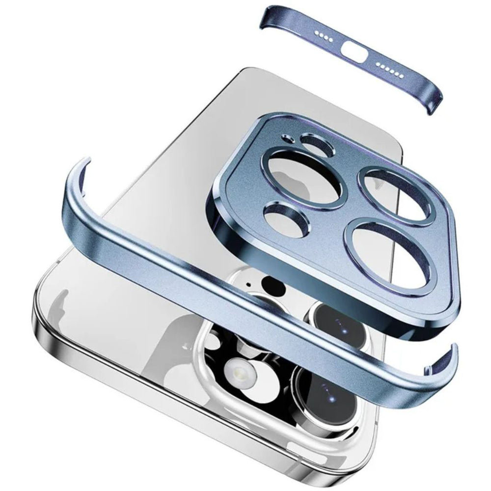 NexTECH® | Metal Bezel-Less Shockproof Case with Corner Pads & Lens Protection for iPhone